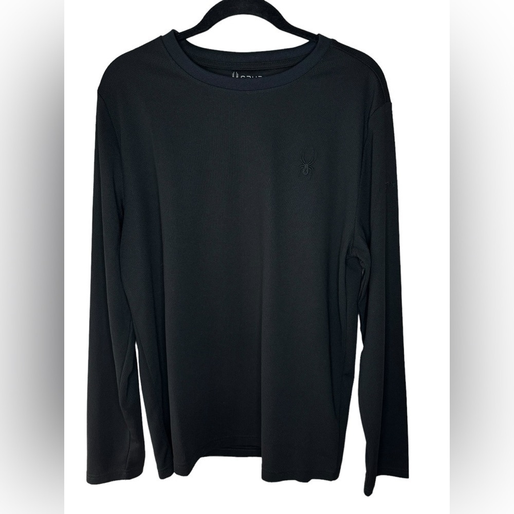 Spyder Long Sleeve Crew Neck Waffle Shirt Mens Size L Black